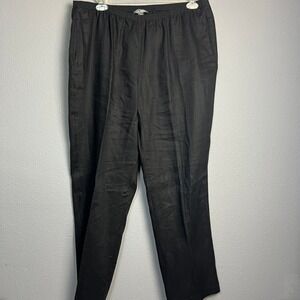 GO Silk Woman Black Linen Pants Elastic Waist Pockets Plus Size 1X Casual Lounge